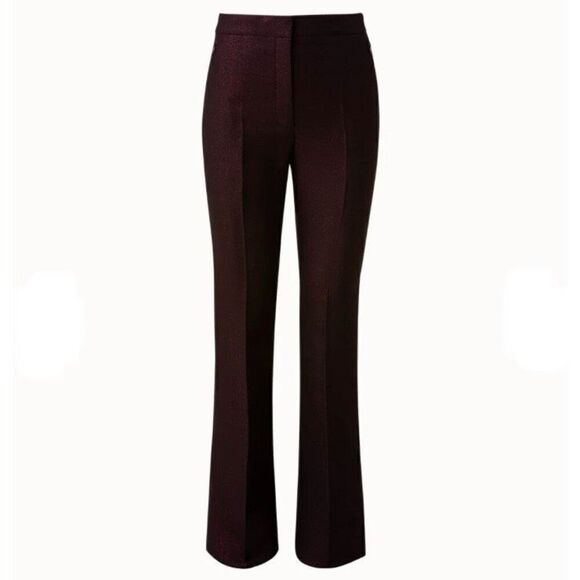 Akris Farida Marsala Wool Blend Lurex Double Face Trouser Pants NWT Size 8 Tall - Picture 1 of 6